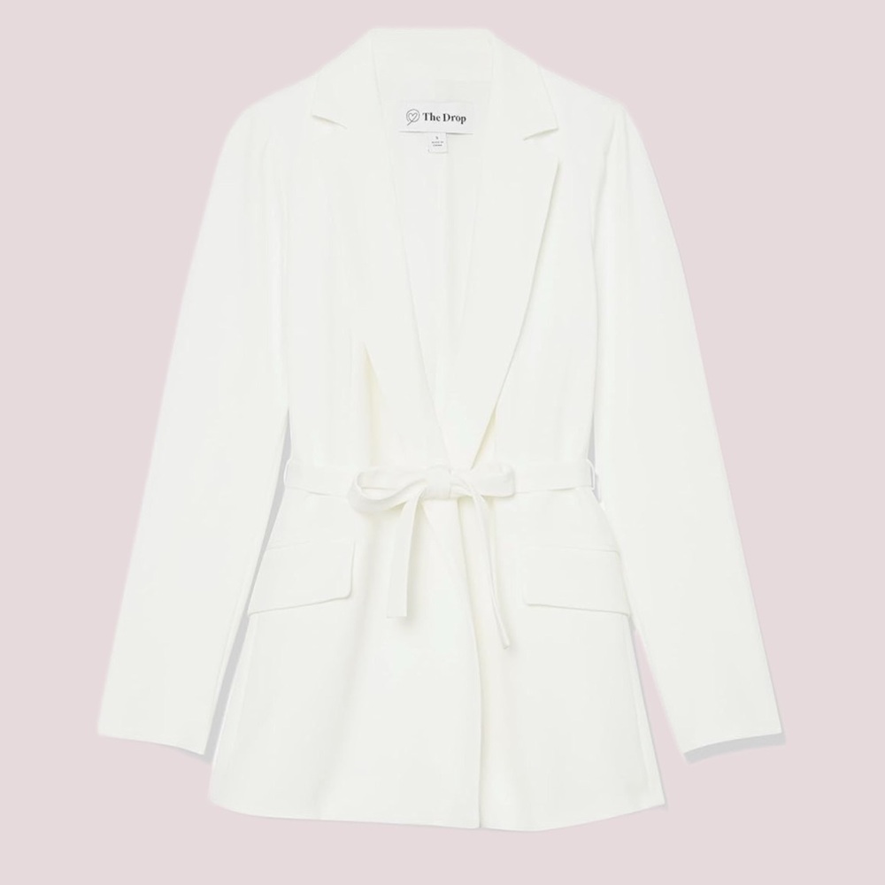 NWT The Drop Ivory Ren Wrap Front Belted Blazer - Various Sizes - Picture 4 of 6